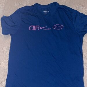 Nike Men's Blue Tee with Pink Accents